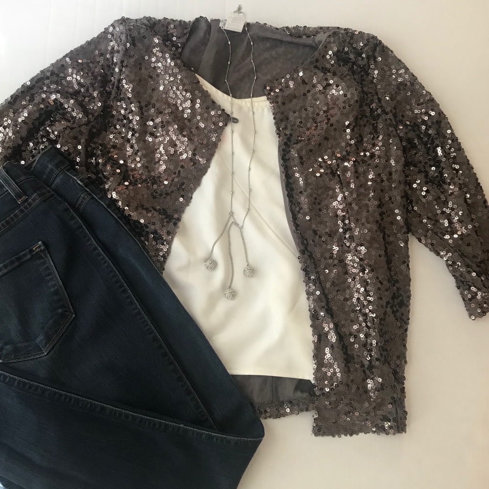Gray/silver sequin Charming Charlie jacket